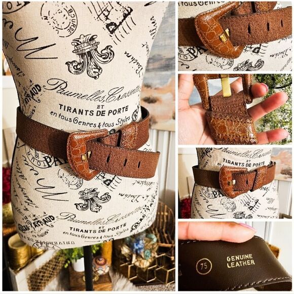 Neiman Marcus Italy Genuine Leather Stylish Statement Belt. S/M Fit